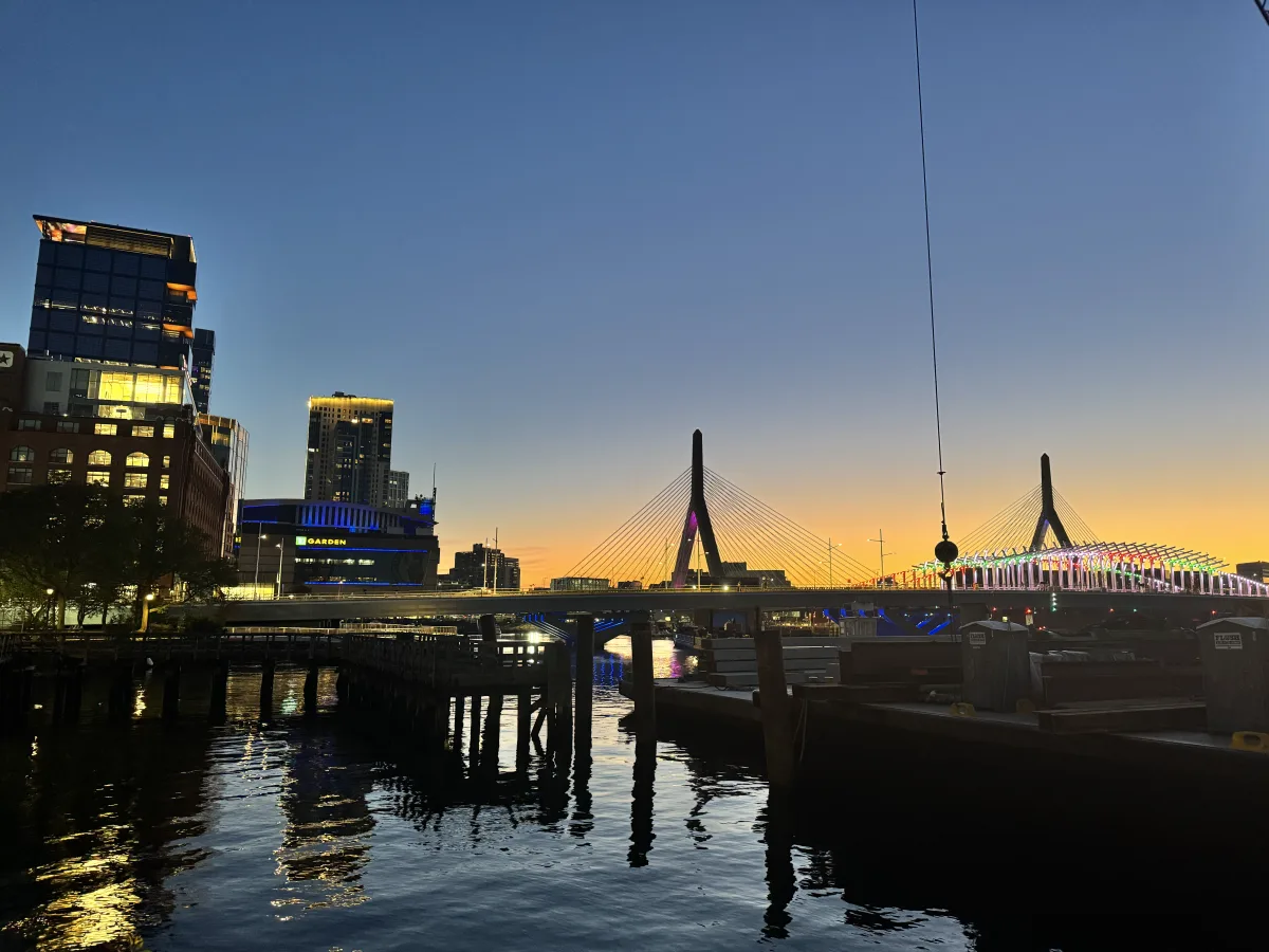 boston harbor at night
